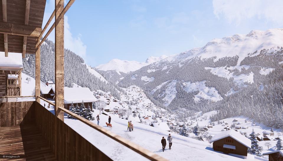 view of mountains at Guernerés Exclusive Lodge in grimentz switzerland