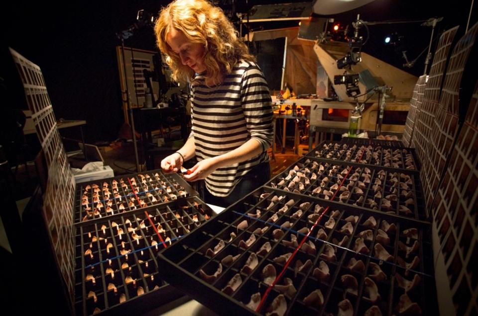 Pequeña muestra de activos LAIKA impresos en 3D.