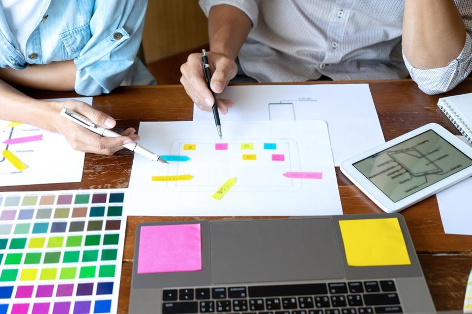Employees coming up with new color palette for rebranding
