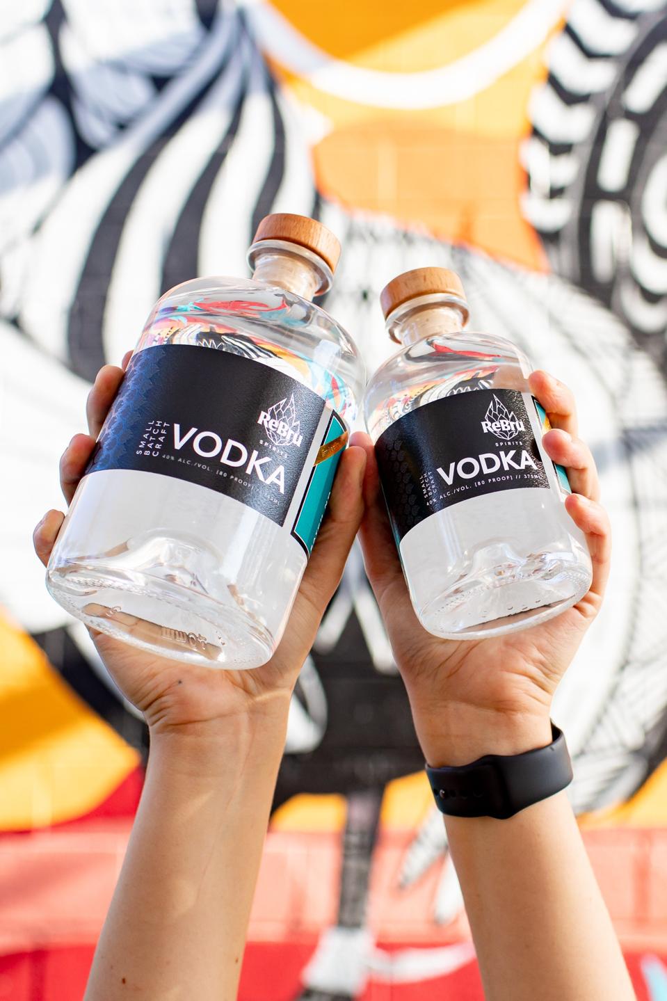 ReBru vodka in two different sizes