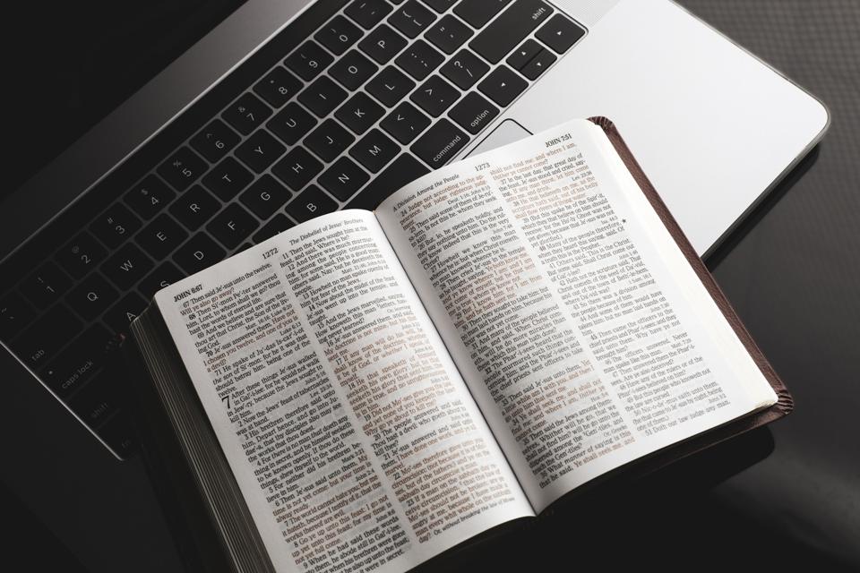 Bible on a laptop computer