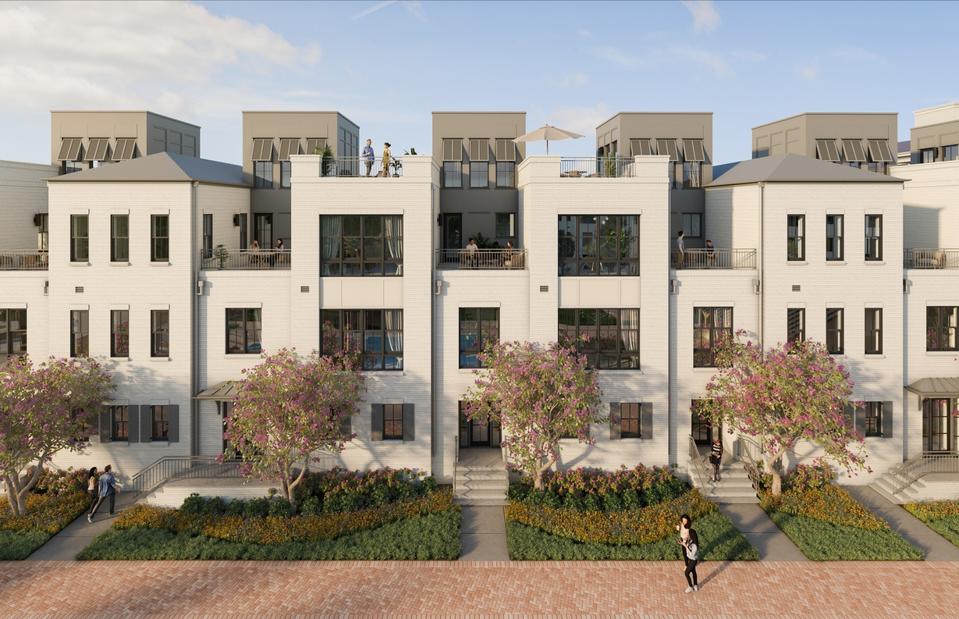 row of townhomes at waterfront luxury community charleston daniel island