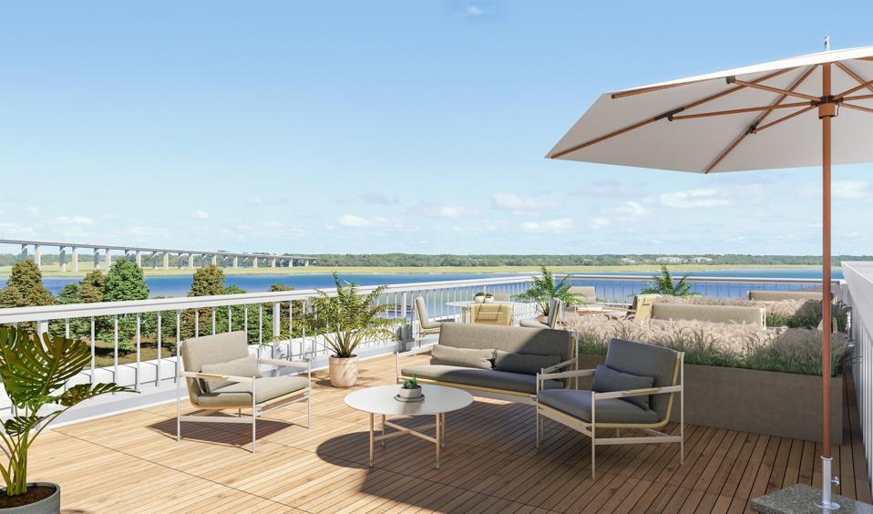 terrace overlooking waterfront daniel island charleston carolina