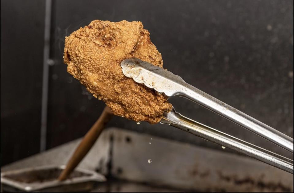 Fried chicken from Chef Reuben ″Big Rube″ Harley.