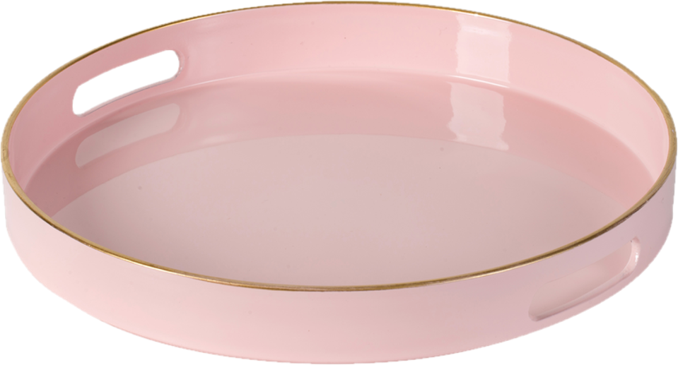 Pink acrylic tray with a gold rim