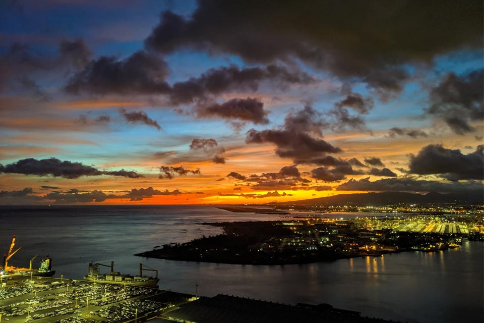 view at night from makai tower honolulu hawaii