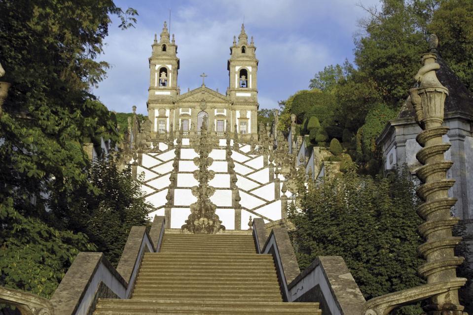 Sanctuary Bom Jesus do Monte stands atop an impressive staircase in Braga, Portugal