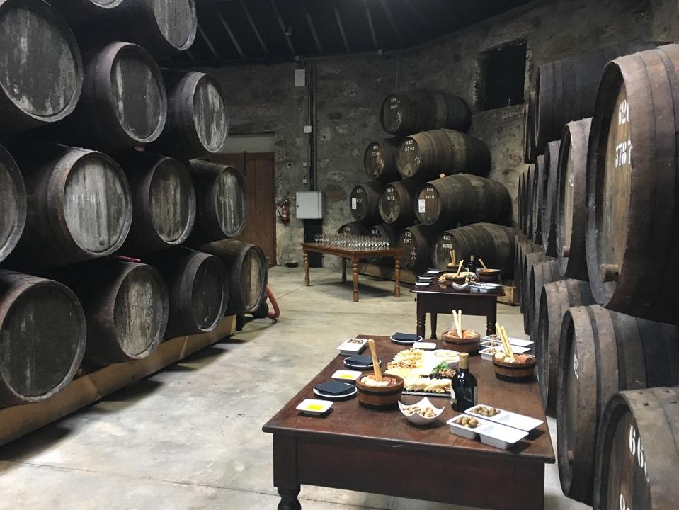 A table is set a up for a private tasting at Taylor's Port cellar in Porto, Portugal