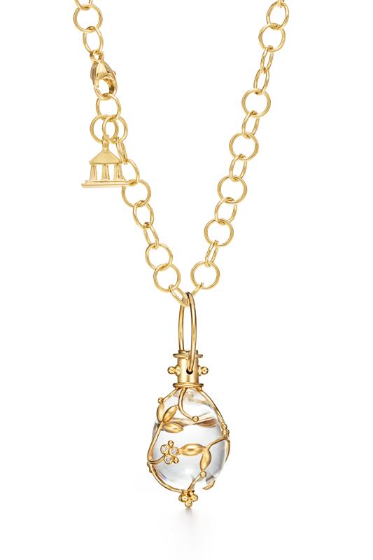 The classic 18k gold and rock crystal Vine amulet by Temple St Clair