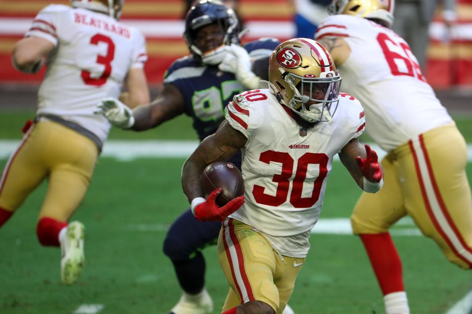 49ers RB Jeff Wilson versus the Seahawks.