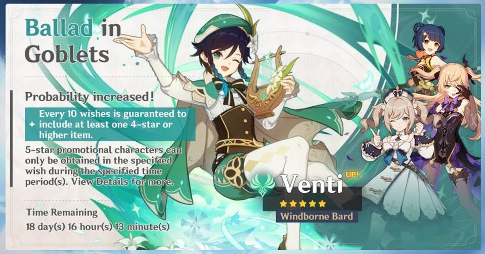 A Warning About Genshin Impact S Upcoming Venti Banner A Warning About Genshin Impact S Upcoming Venti Banner