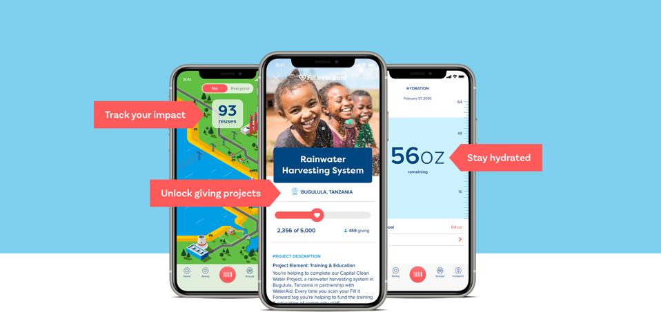 Examples of features in the Fill it Forward app