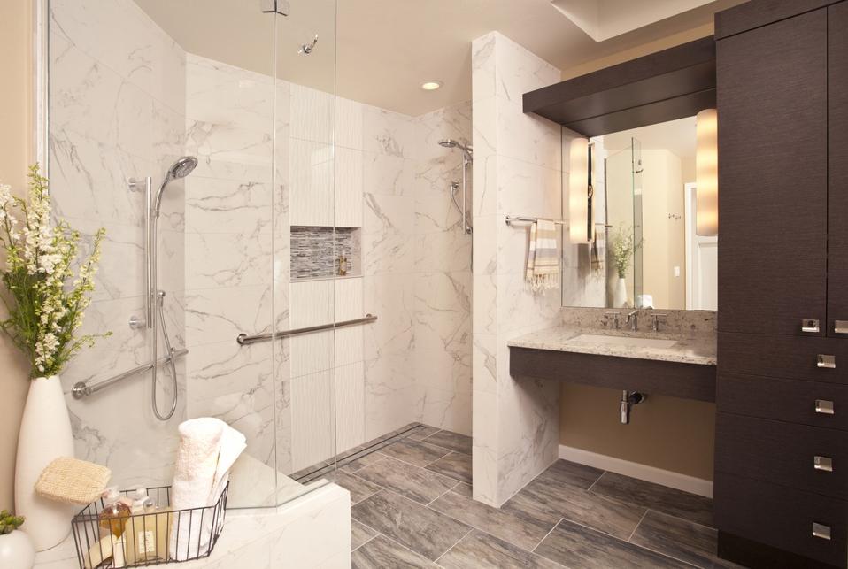Bathroom with universal design features