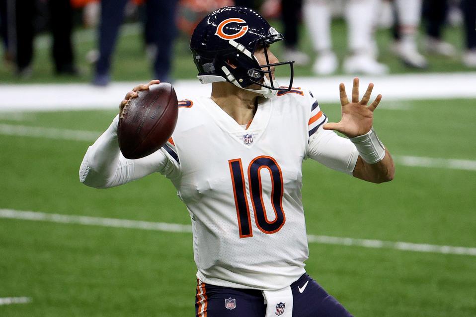 Carries QB Mitchell Trubisky against the Saints.