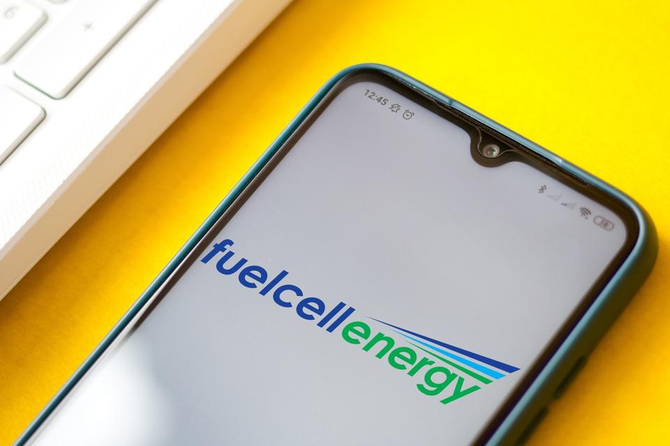 In this photo illustration the FuelCell Energy logo seen...