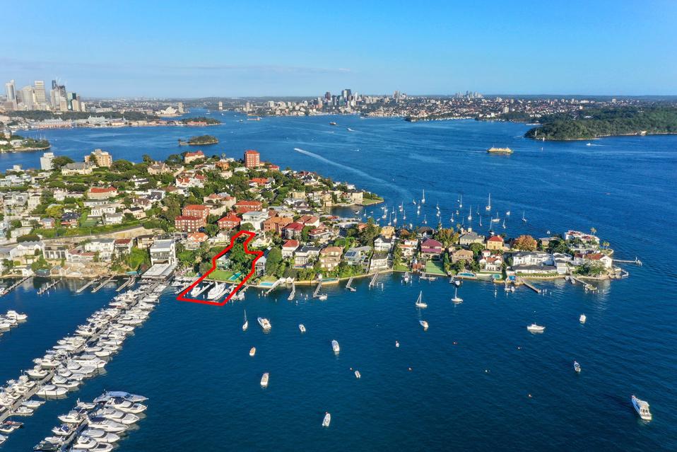 aerial view of boatshed marina property 29A Wunulla Road, Point Piper south wales sydney