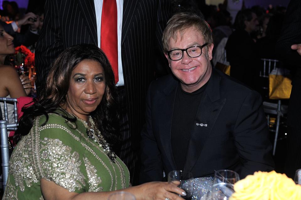 Aretha Franklin and Sir Elton John Tony Bennett's 85th Birthday Gala Benefit for Exploring the Arts