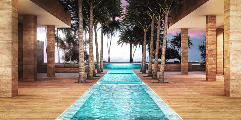 The water feature at One at Palm Jumeirah.