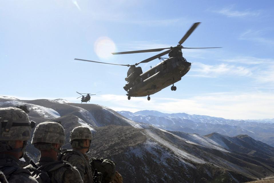 Chinook helicopters in Afghanistan.