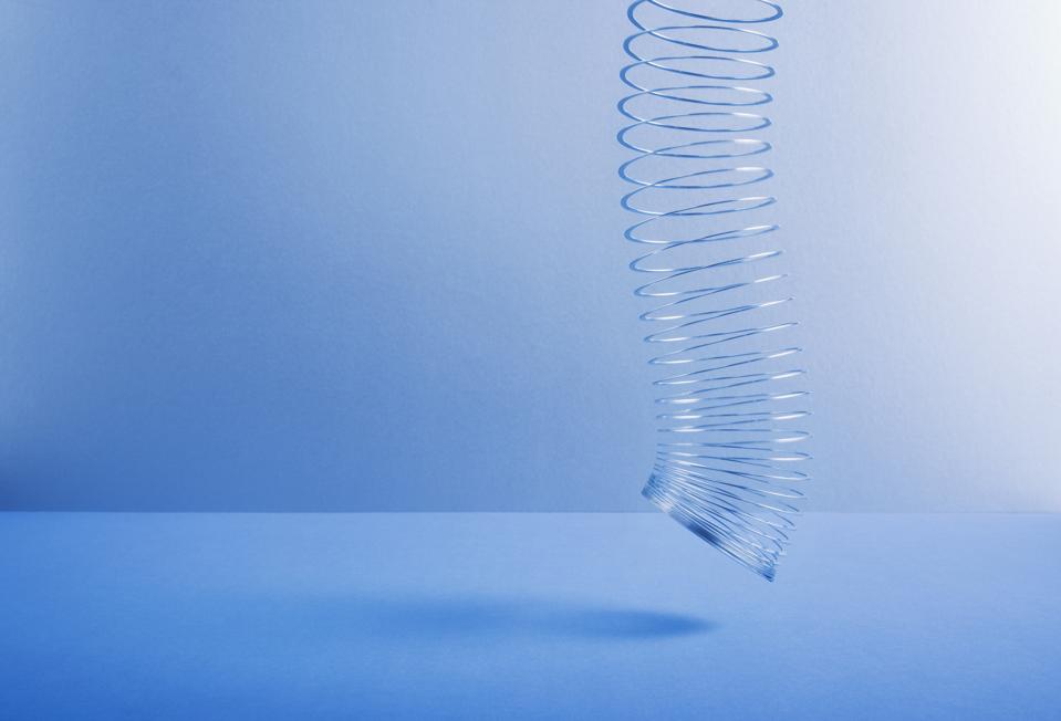 Metal coil toy dangling