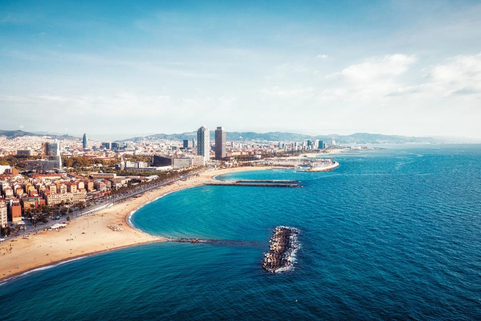 Barcelona Beach view Photo taken at the Barcelona Beach by drone device on 28/09/2019