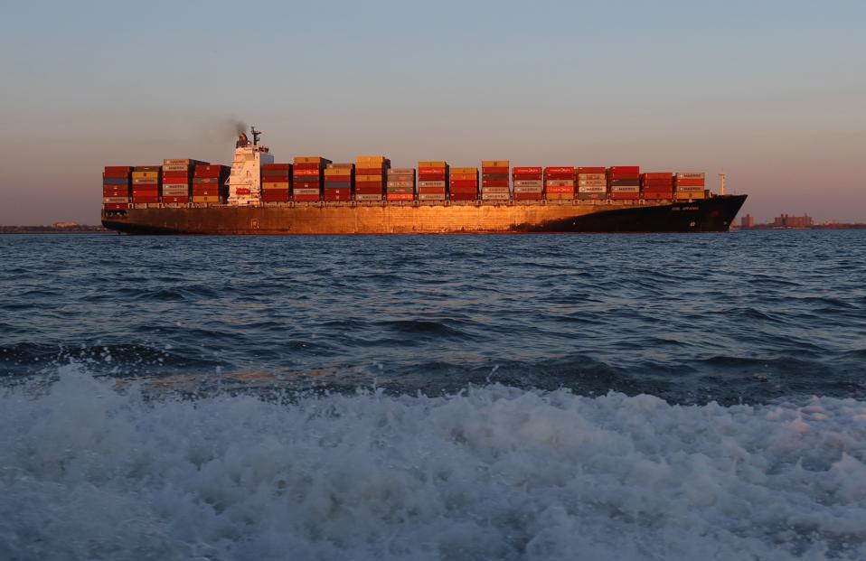 Container Ship in New York City Harbor