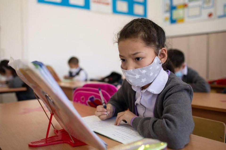 A student in class in East Kazakhstan.