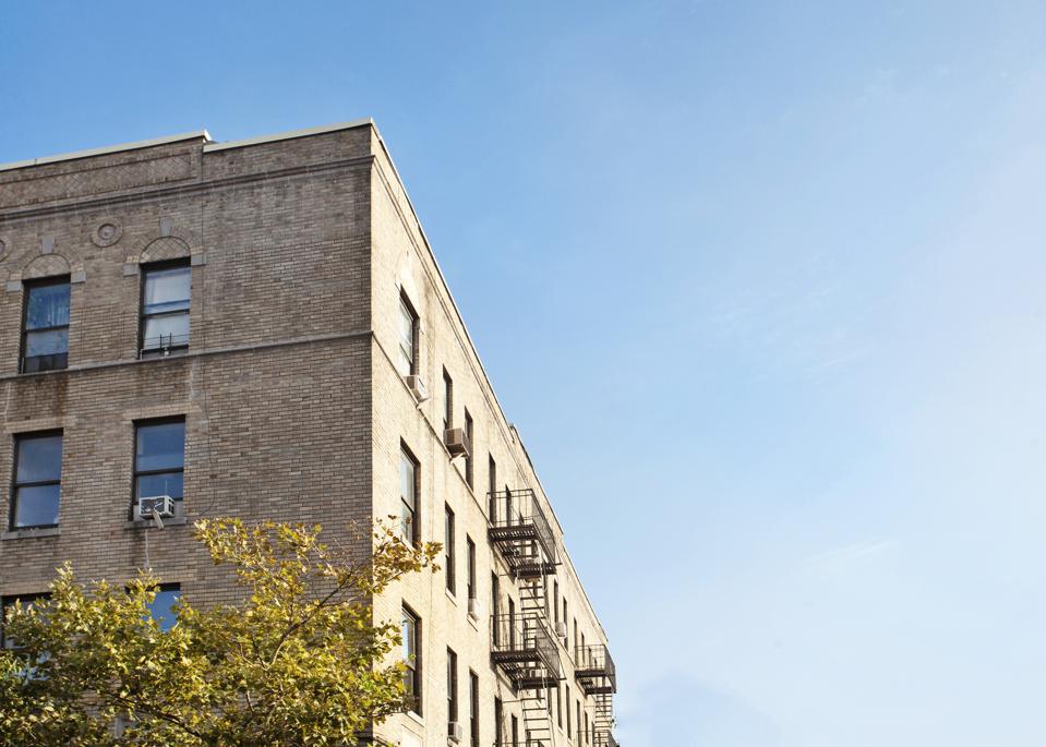 Corner of the top of a multifamily building