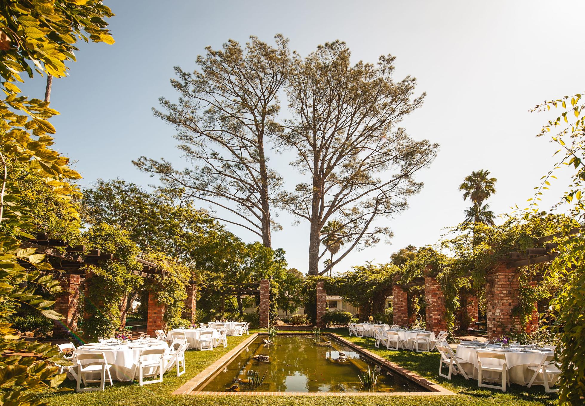 Filled with butterflies, the Arbor and Lily Ponds provide a serene escape for beautiful weddings, al fresco.