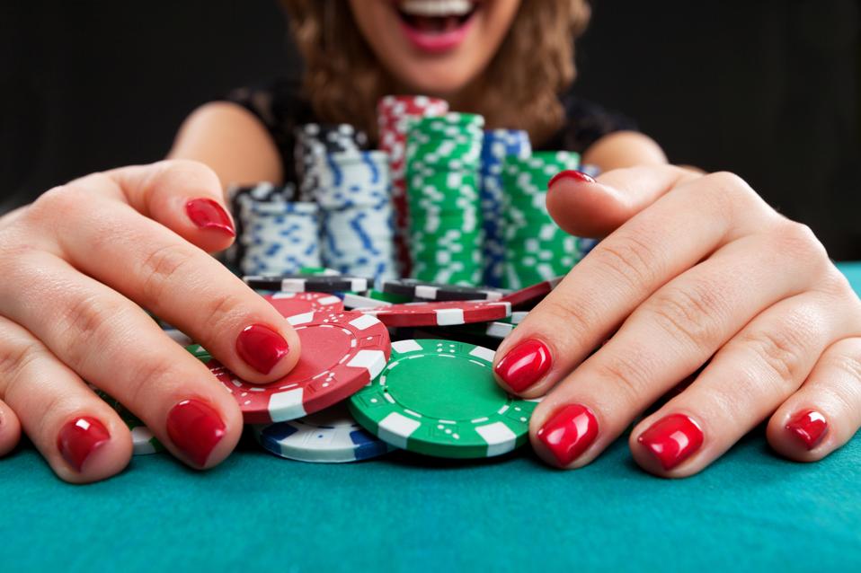  woman with gambling chips