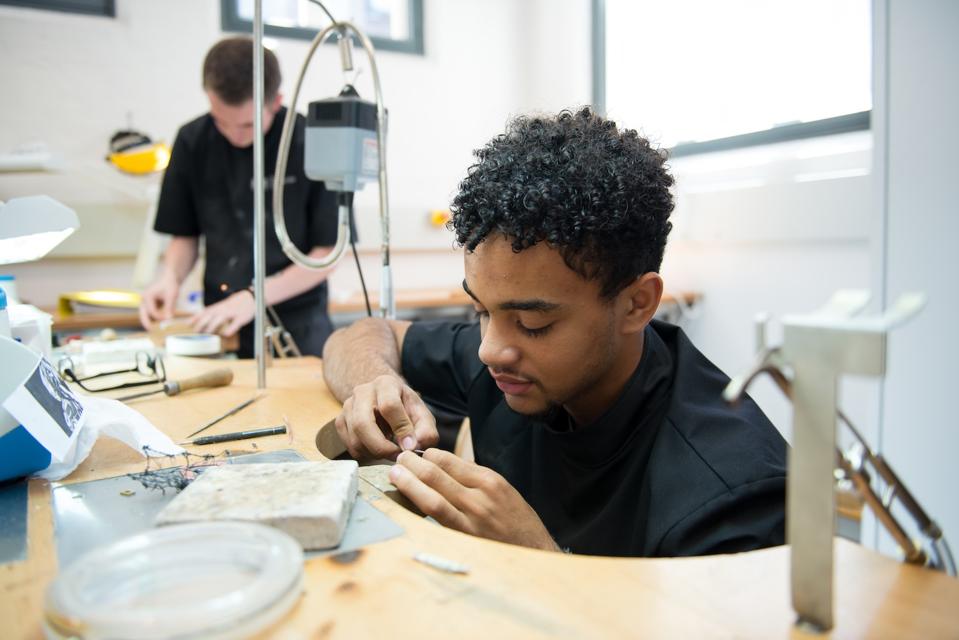 Young people training at the Goldsmiths' Centre, London.