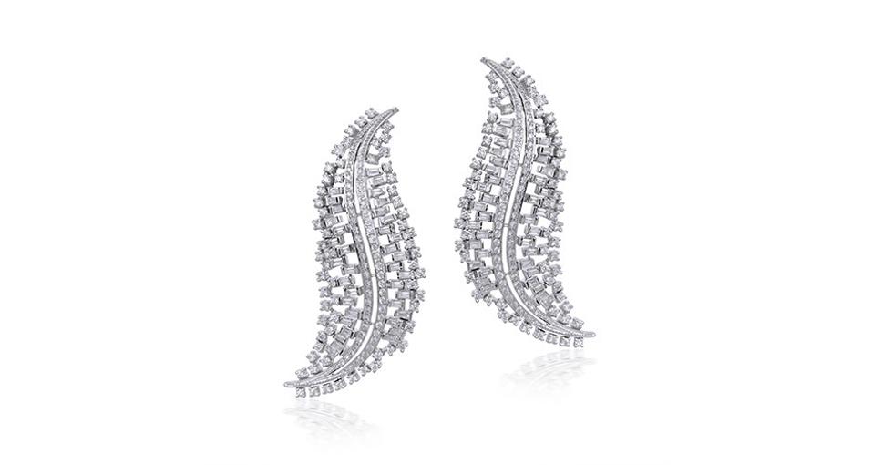 Ananya Scatter earrings in 18K white gold with 4.9 carats diamond, $16,600, ananya.com