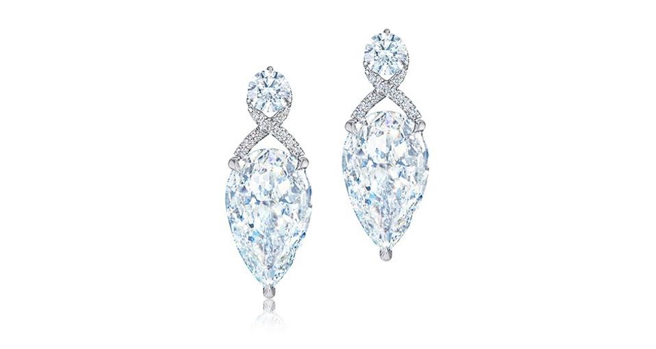 Kwiat Legacy Embrace earrings in platinum with 25.46 carats diamond, price on request, kwiat.com