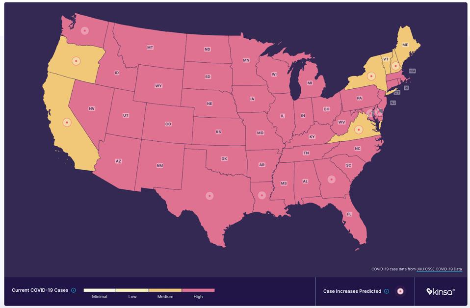 The infection forecast map last Thanksgiving.