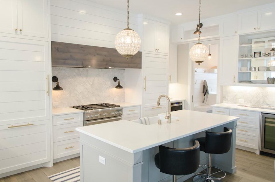 A kitchen with mixed metal finishes 