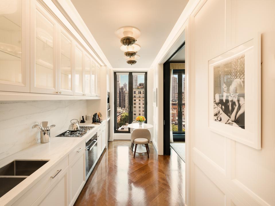 A kitchen in one of the duplex residences.