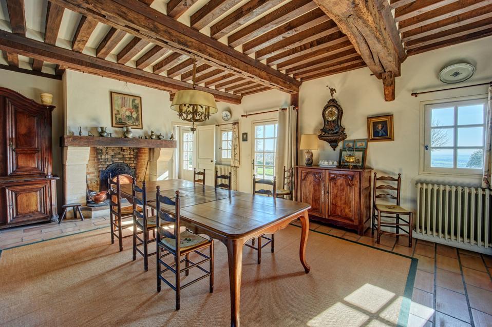 dining room in a french farmhouse in cabourg normandy france
