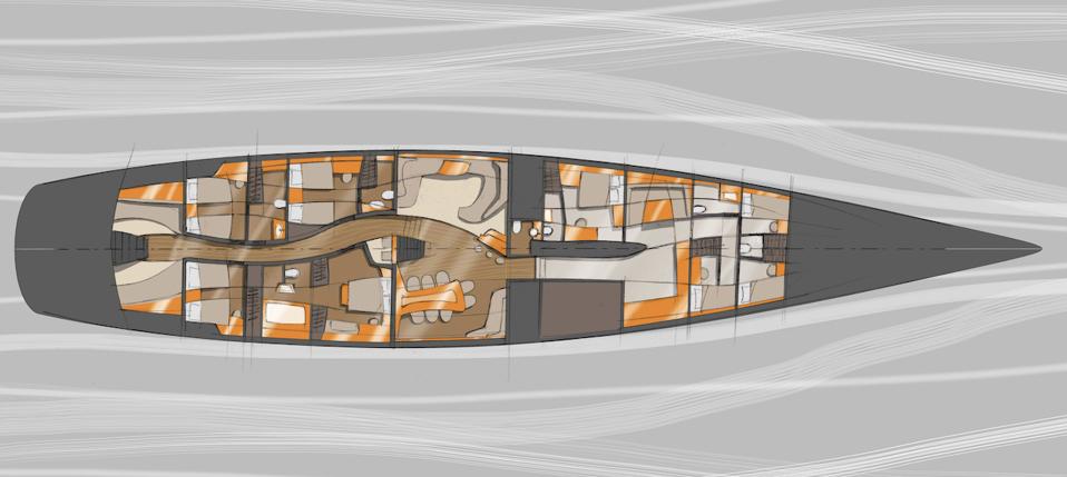 The interior of he EXO sailing superyacht concept from Claydon Reeves/Dykstra Naval Architects is designed to be different.