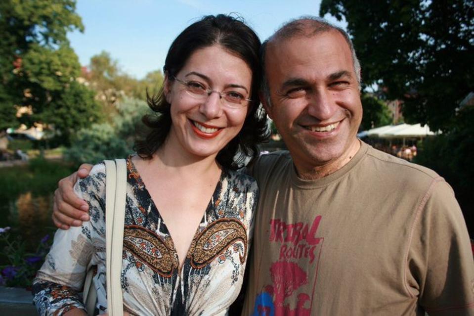 Kamran Ghaderi pictured with his wife Harika before he was arrested in Iran in January 2016.