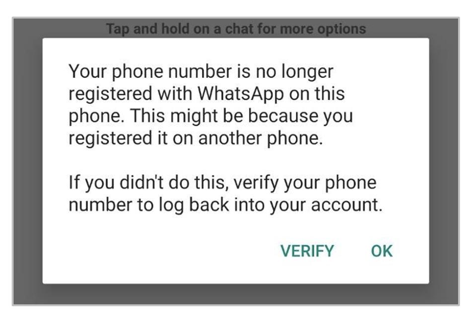 WhatsApp on Victim's Phone.