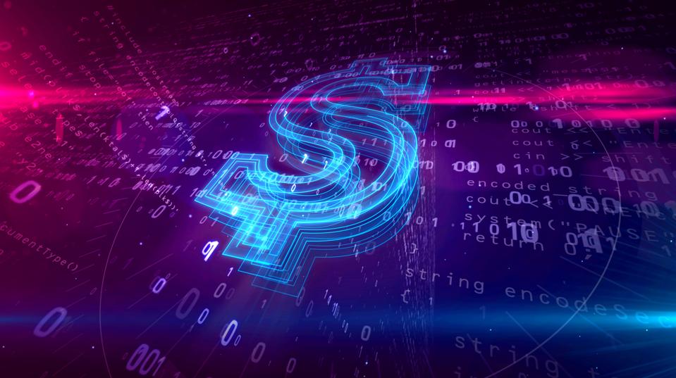 Signe de dollar sur fond de cyber