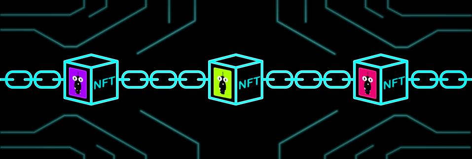 NFT non-fungible tokens art and collectables illustration, use blockchain technology to create unique digital items for crypto art, crypto-collectibles and crypto-gaming.