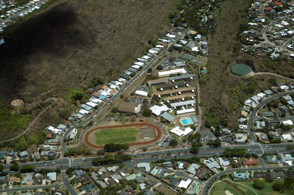 Aerial view of Kalani High School and Surrounding Area