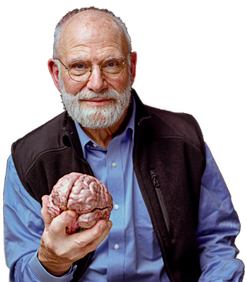 Mental Illness, A Job, And Oliver Sacks’ Lost Brother 3 Photo of Oliver Sacks holding a model of a brain.