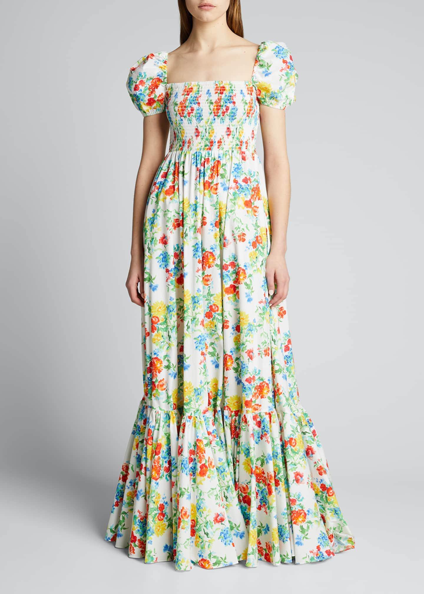 Caroline Constas Giana Smocked Flare Dress