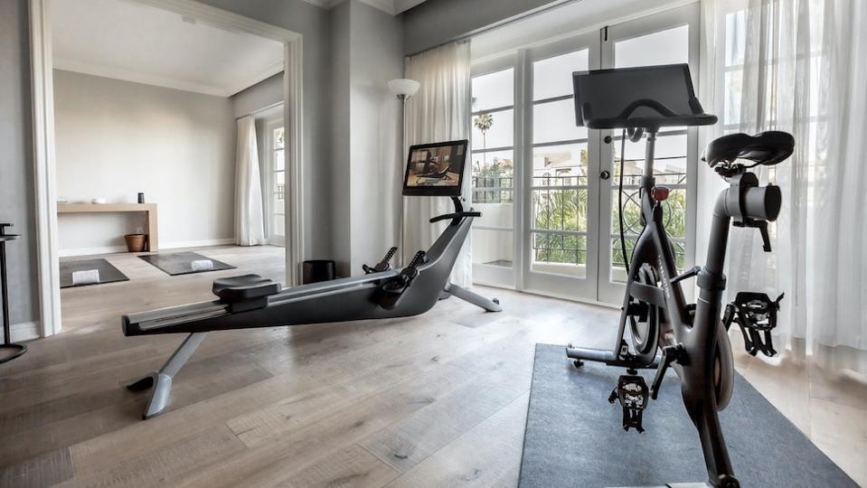 Room with workout equipment