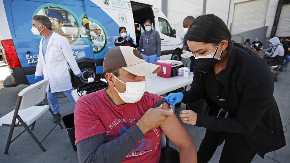 The city of Vernon demonstrates the use of special refrigeration to store Pfizer COVID-19 vaccine as they city is using a van to operate a mobile clinic and provide vaccination to frontline workers at various food and industrial plants in the city. 