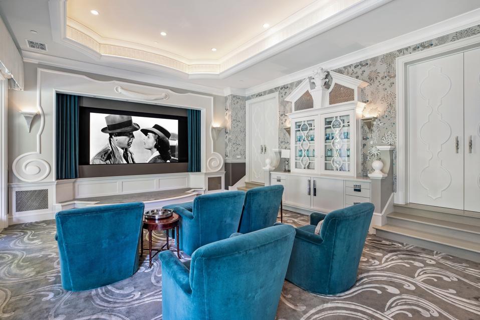 home theater montecito luxury home