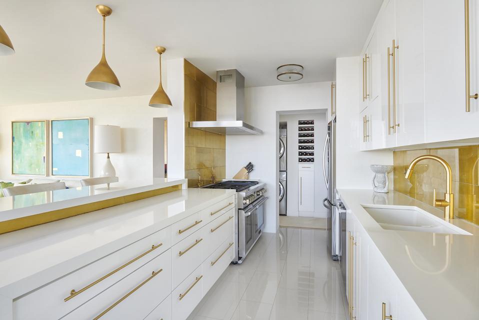 designer kitchen white gold inside 52 East End Avenue, Apartment 35 New York, NY