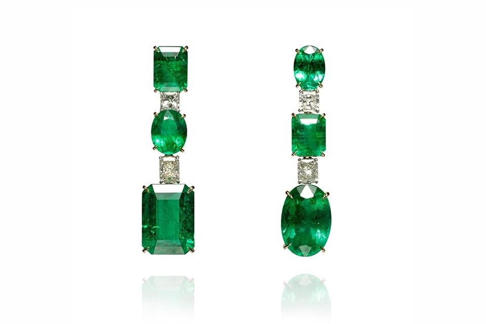 Ara Vartanian earrings in 18K yellow gold with emerald and diamond, price on request, aravartanian.com